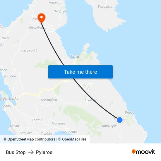 Bus Stop to Pylaros map