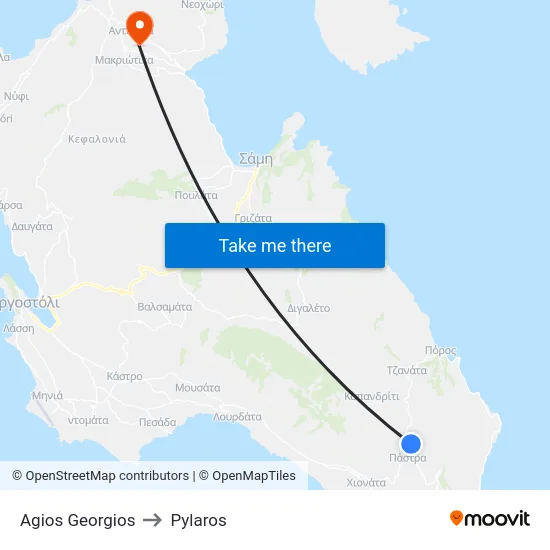 Agios Georgios to Pylaros map