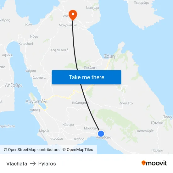 Vlachata to Pylaros map