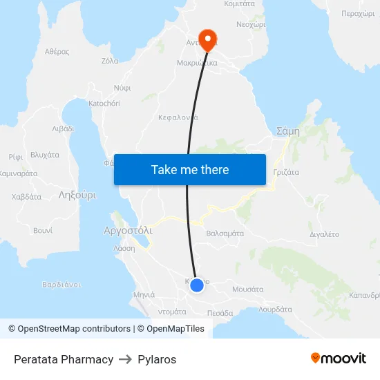 Peratata Pharmacy to Pylaros map