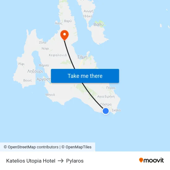 Katelios Utopia Hotel to Pylaros map