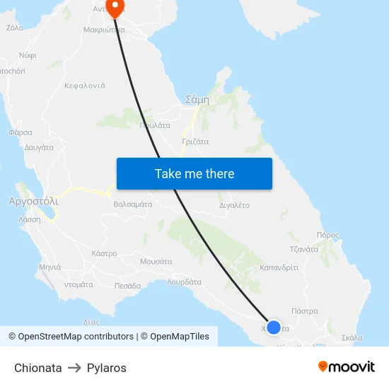 Chionata to Pylaros map