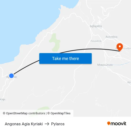 Angonas Agia Kyriaki to Pylaros map