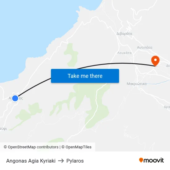 Angonas Agia Kyriaki to Pylaros map