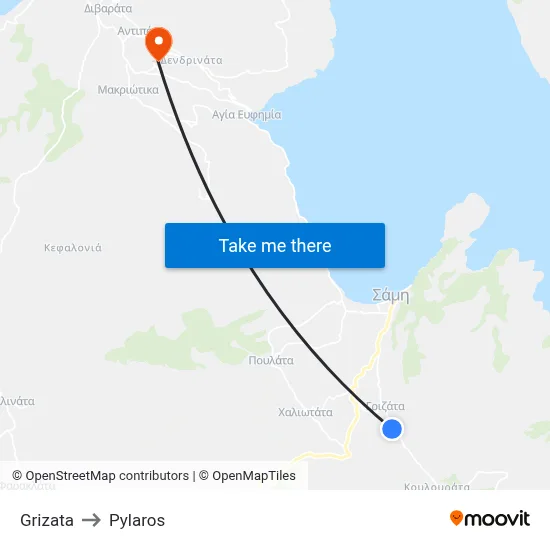 Grizata to Pylaros map