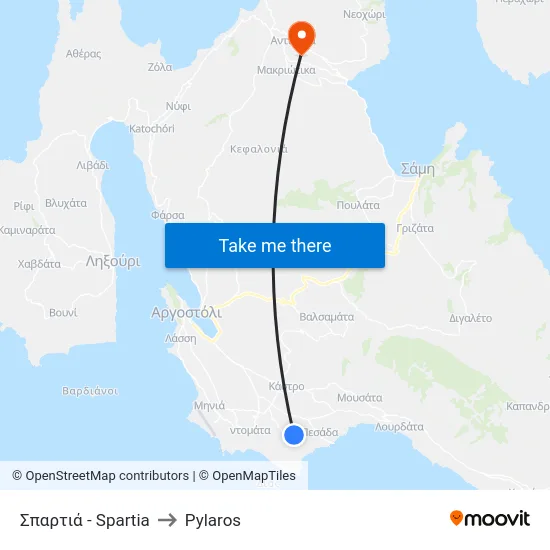 Spartia to Pylaros map