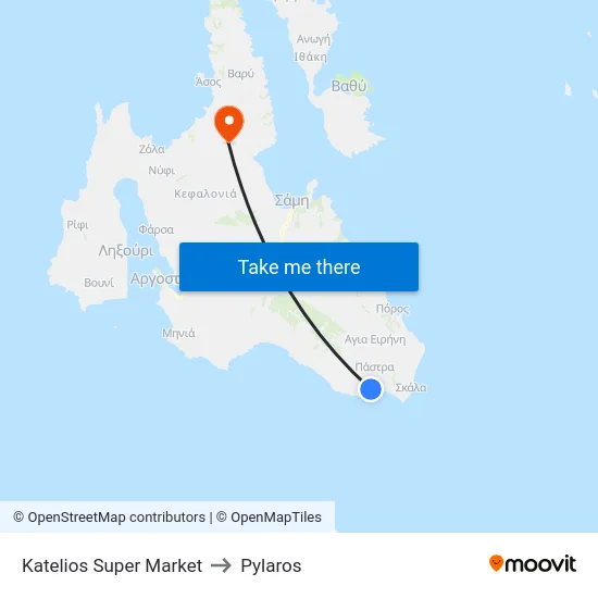 Katelios Super Market to Pylaros map