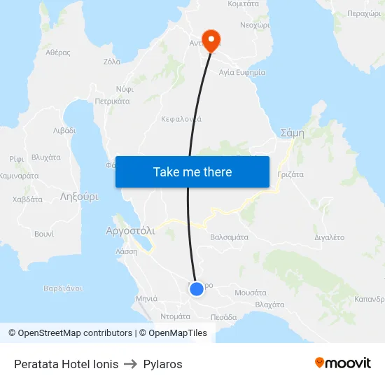 Peratata Hotel Ionis to Pylaros map