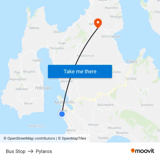 Bus Stop to Pylaros map