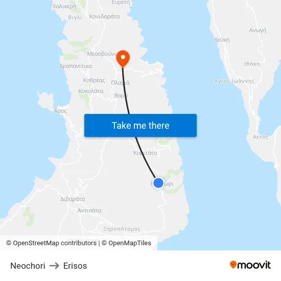 Neochori to Erisos map