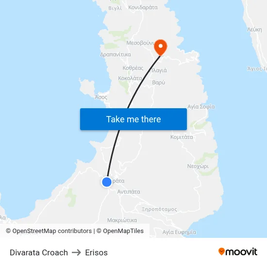 Divarata Junction to Erisos map