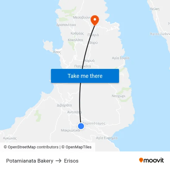 Potamianata Bakery to Erisos map