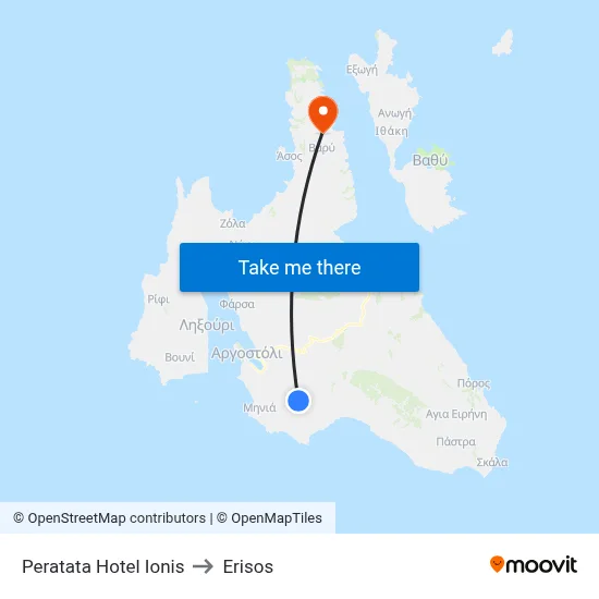 Peratata Hotel Ionis to Erisos map