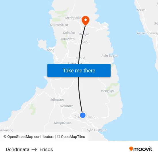 Dendrinata to Erisos map