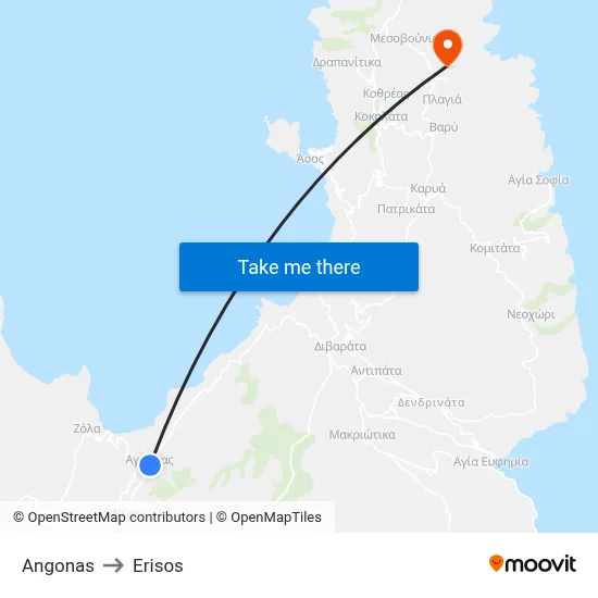 Angonas to Erisos map
