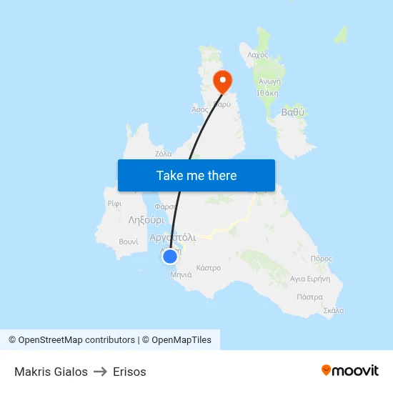 Makris Gialos to Erisos map