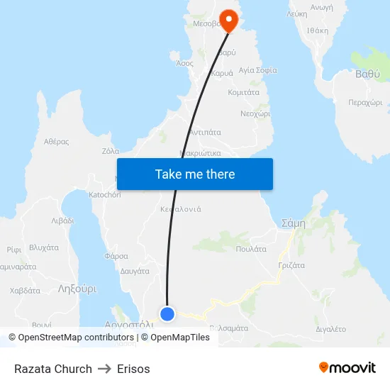 Razata Church to Erisos map