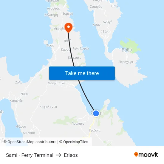 Sami - Ferry Terminal to Erisos map