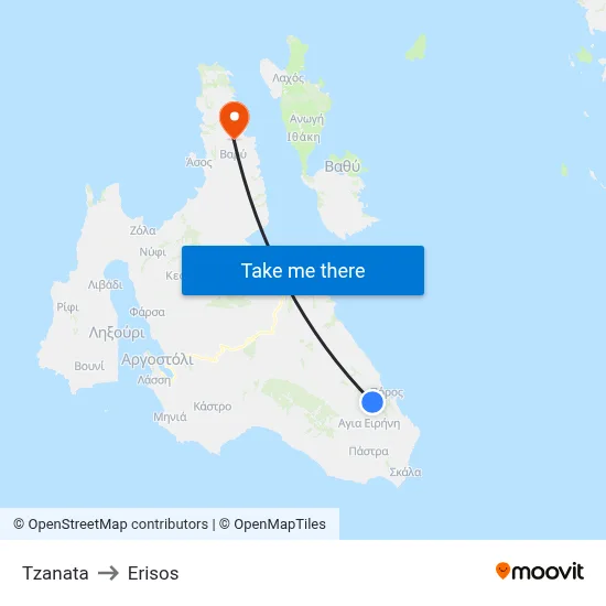 Tzanata to Erisos map