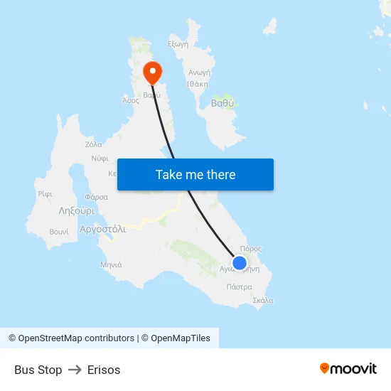Bus Stop to Erisos map