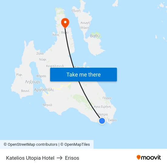 Katelios Utopia Hotel to Erisos map
