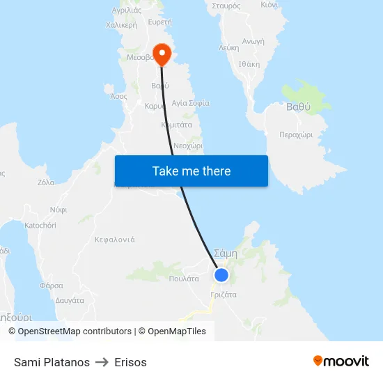 Sami Platanos to Erisos map