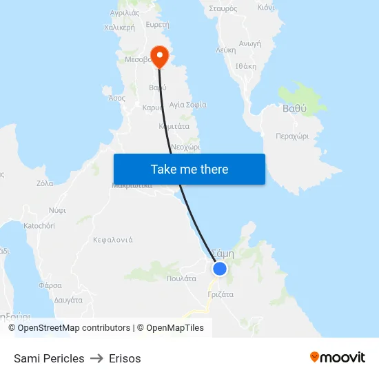 Sami Pericles to Erisos map