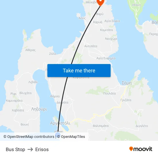 Bus Stop to Erisos map