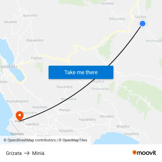 Grizata to Minia map