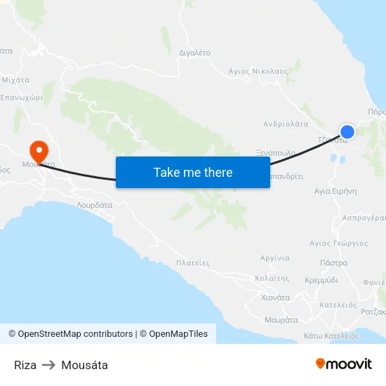 Riza to Mousáta map