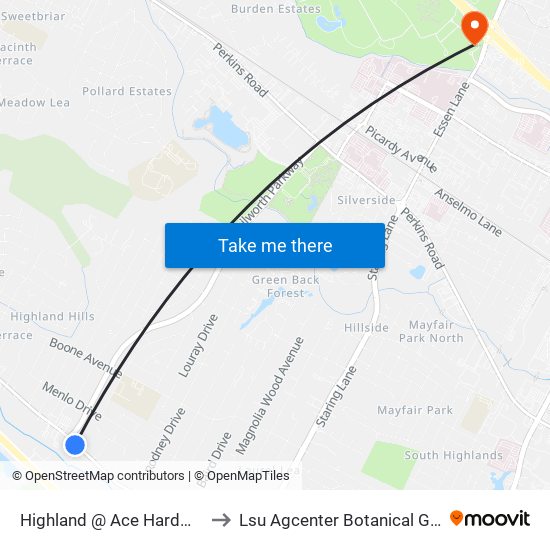 Highland @ Ace Hardware - E to Lsu Agcenter Botanical Gardens map
