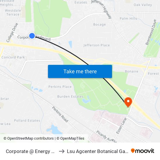 Corporate @ Energy Dr - W to Lsu Agcenter Botanical Gardens map