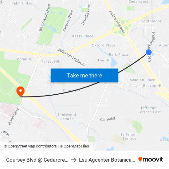 Coursey Blvd @ Cedarcrest Ave - W to Lsu Agcenter Botanical Gardens map