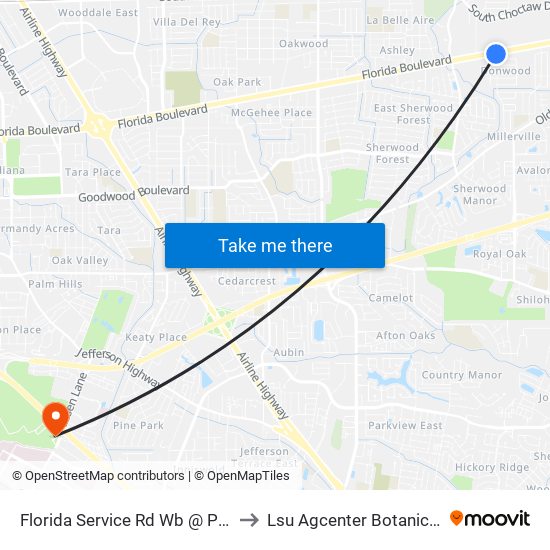 Florida Service Rd Wb @ Ponderosa - E to Lsu Agcenter Botanical Gardens map