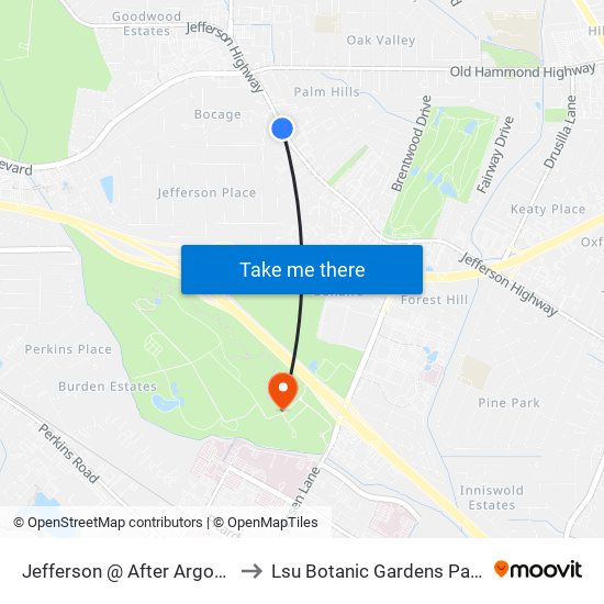 Jefferson @ After Argosy - W to Lsu Botanic Gardens Pavillion map