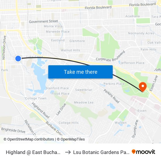 Highland @ East Buchanan - N to Lsu Botanic Gardens Pavillion map