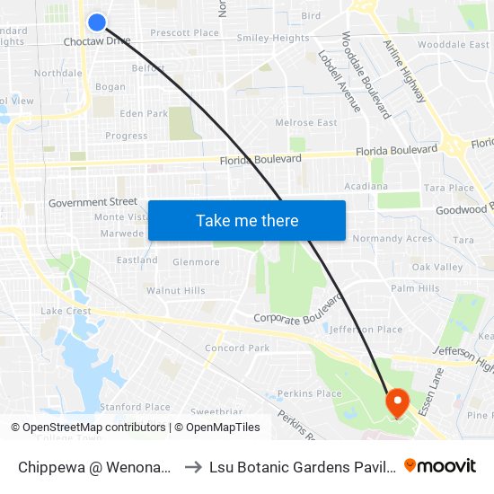 Chippewa @ Wenonah - E to Lsu Botanic Gardens Pavillion map