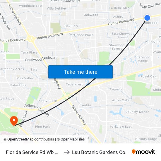 Florida Service Rd Wb @ Ponderosa - E to Lsu Botanic Gardens Conference Center map