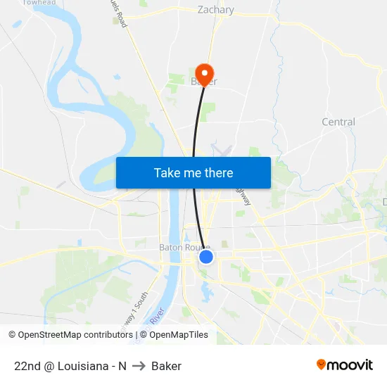 22nd @ Louisiana - N to Baker map