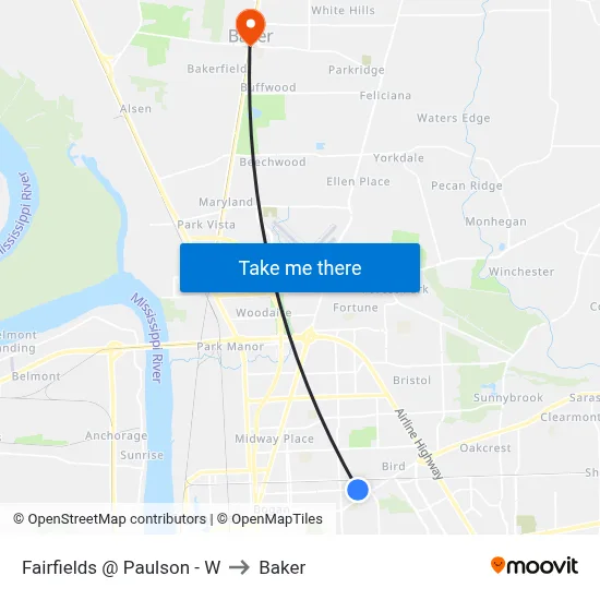 Fairfields @ Paulson - W to Baker map