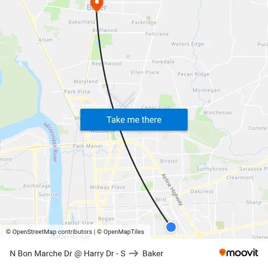 N Bon Marche Dr @ Harry Dr - S to Baker map