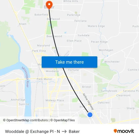 Wooddale @ Exchange Pl - N to Baker map