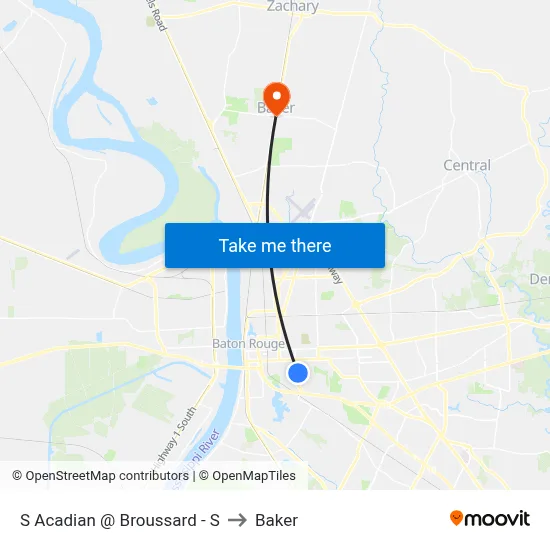S Acadian @ Broussard - S to Baker map