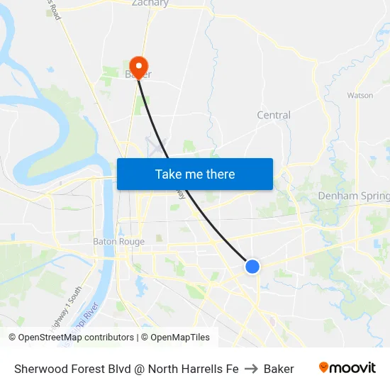 Sherwood Forest Blvd @ North Harrells Fe to Baker map