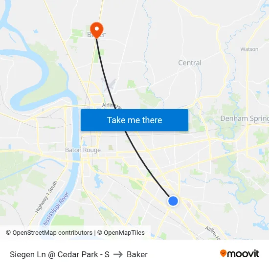 Siegen Ln @ Cedar Park - S to Baker map