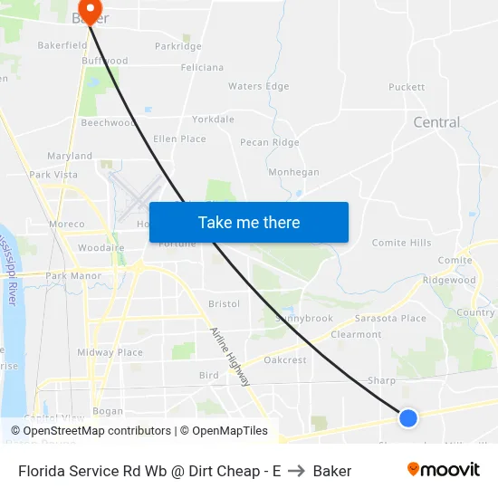 Florida Service Rd Wb @ Dirt Cheap - E to Baker map