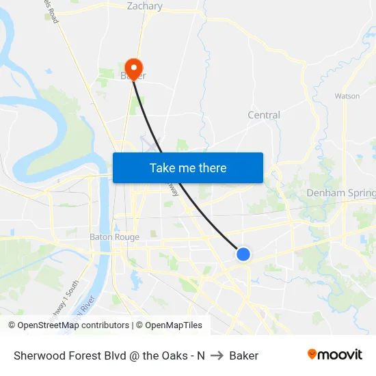 Sherwood Forest Blvd @ the Oaks - N to Baker map