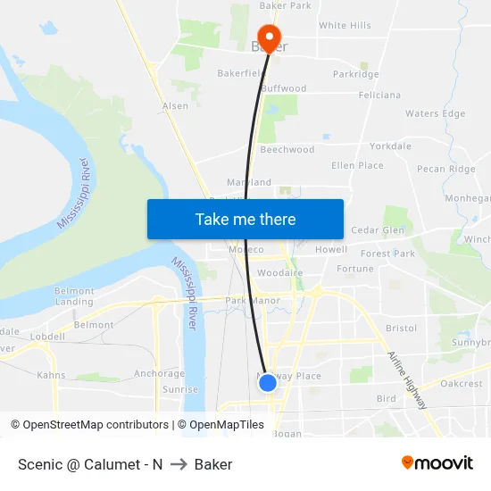 Scenic @ Calumet - N to Baker map