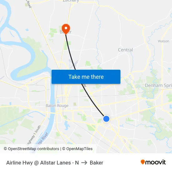 Airline Hwy @ Allstar Lanes - N to Baker map