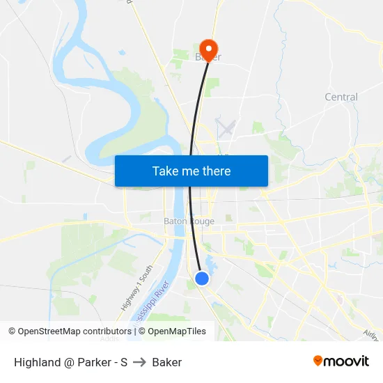 Highland @ Parker - S to Baker map